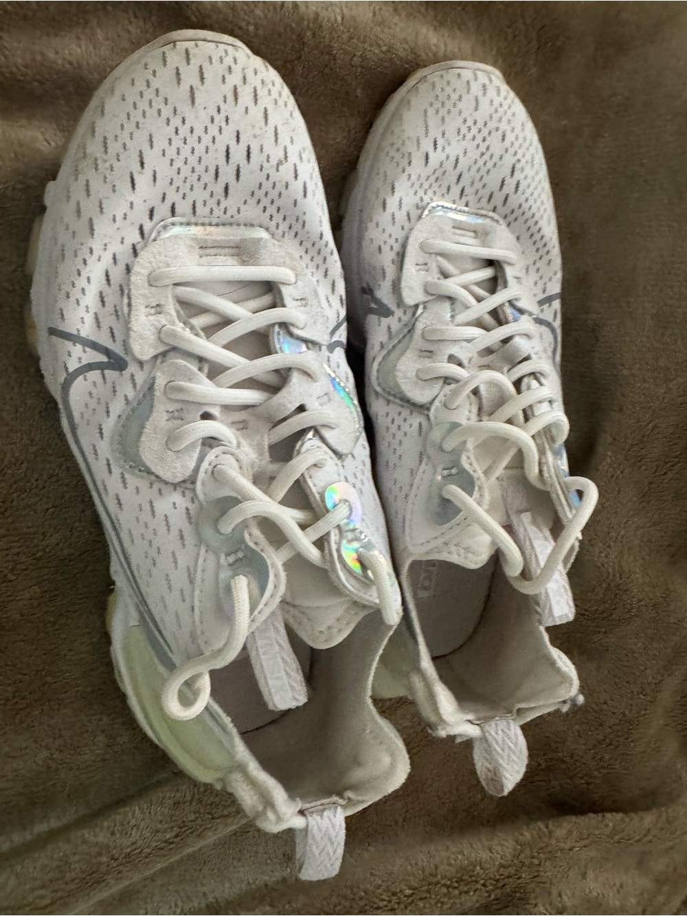 Nike Kids White Sneakers with Iridescent Accents